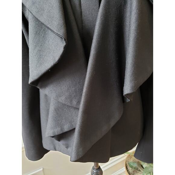 INC Black Ruffle Open Front Blazer Jacket 0X Women’s Draped Long Sleeve Stretch - Picture 4 of 12
